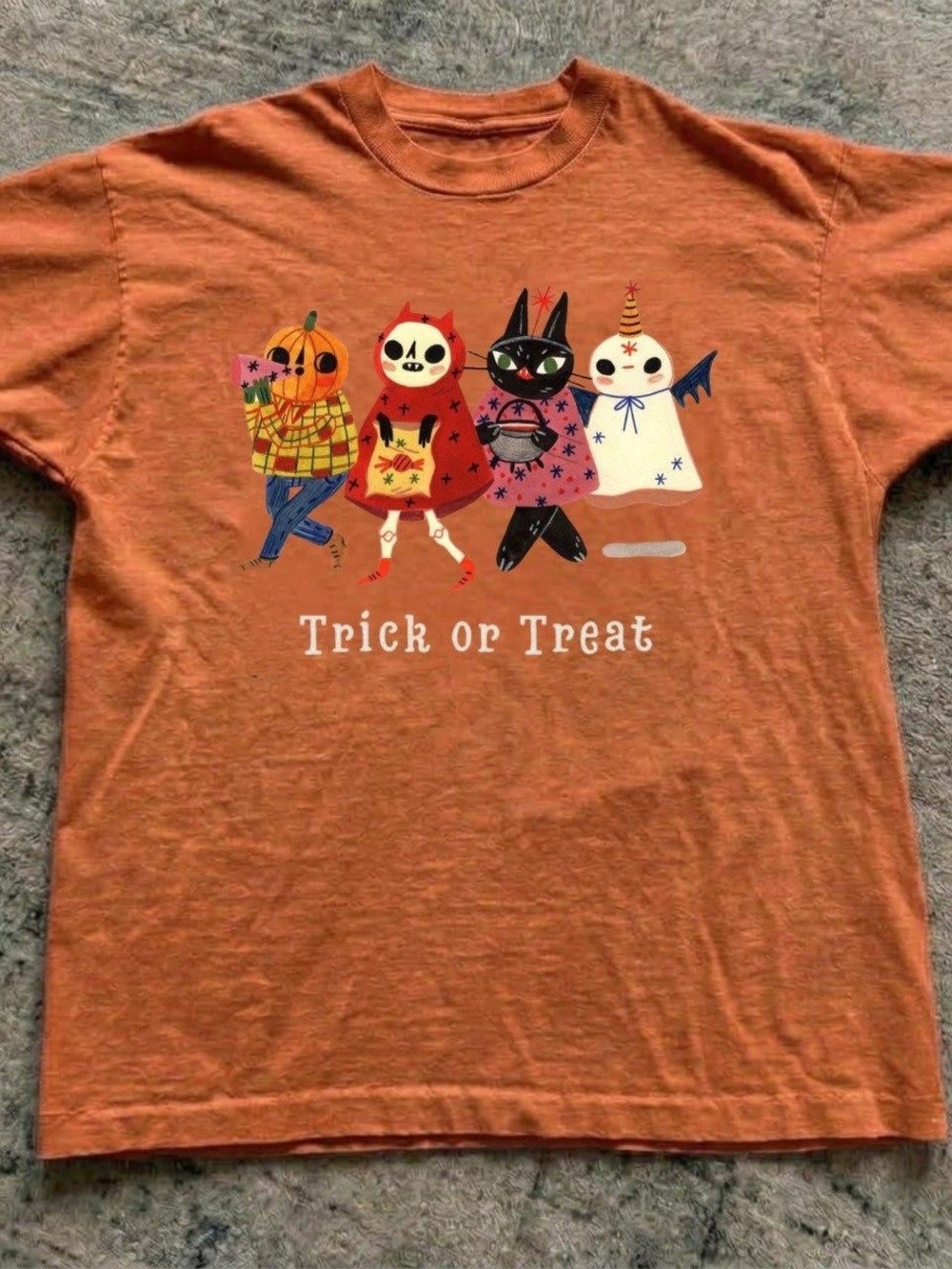 Gildan Orange Halloween Trick or Treat Graphic Tee